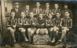 Športni klub "Sava" v Sevnici, 1924. Razglednico hrani Knjižnica Mirana Jarca Novo mesto.