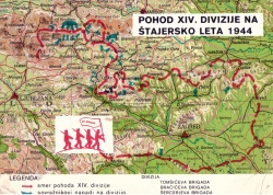Pohod 14. divizije (razglednica, priložena knjigi Lada Ambrožiča - Novljana Pohod štirinajste)